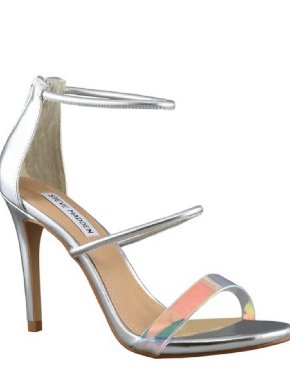 Steve Madden Clay  Strappy Stiletto Sandal with Iridescent Toe - Sz 7.5